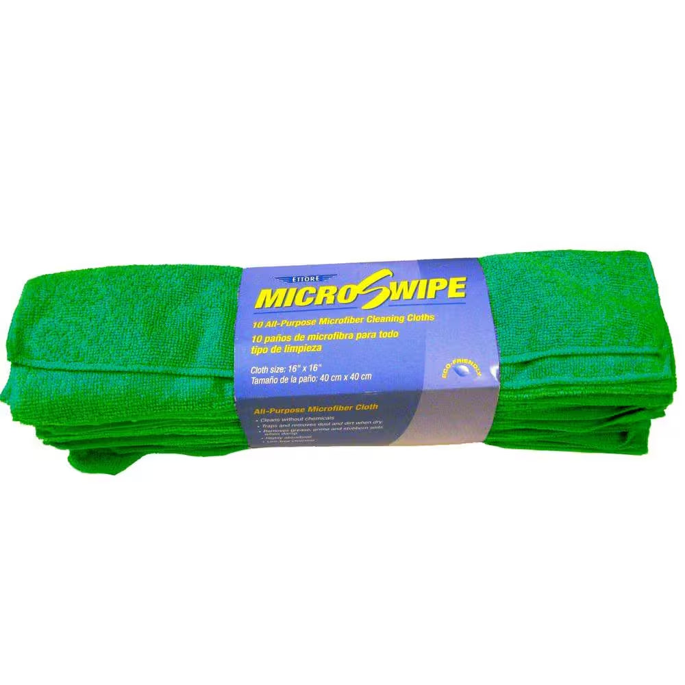 16 In. X 16 In. Green Microswipe and Microfiber Cloths (10-Pack)