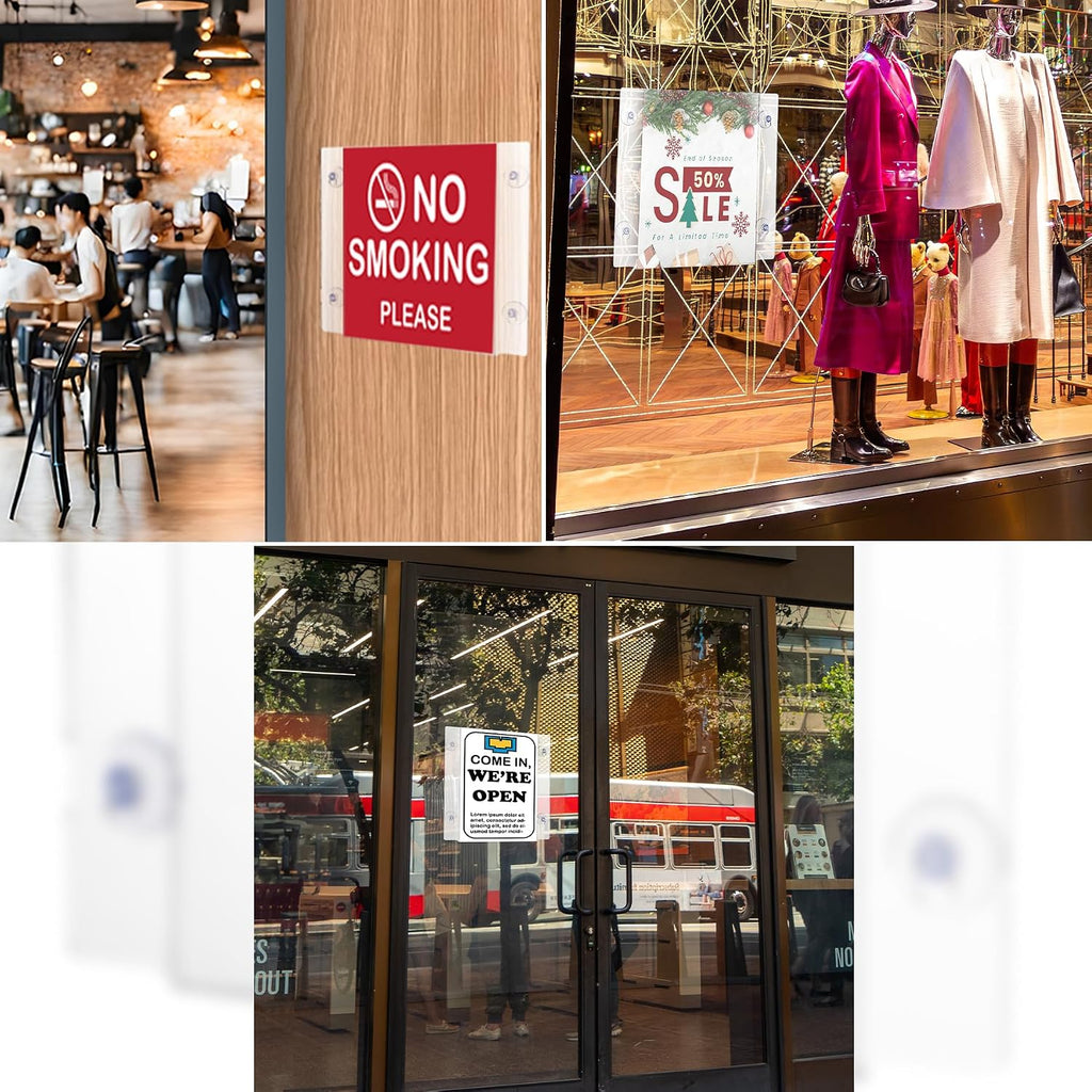 Adir Acrylic Sign Holder – Window Sign Holder with Suction Cups for Advertising and Promotion, Wall-Mount Display Frame, Clear Sign Holder Stand for Glass, Mall, Restaurants, Office - 2 Pack (8.5X11 Inch)