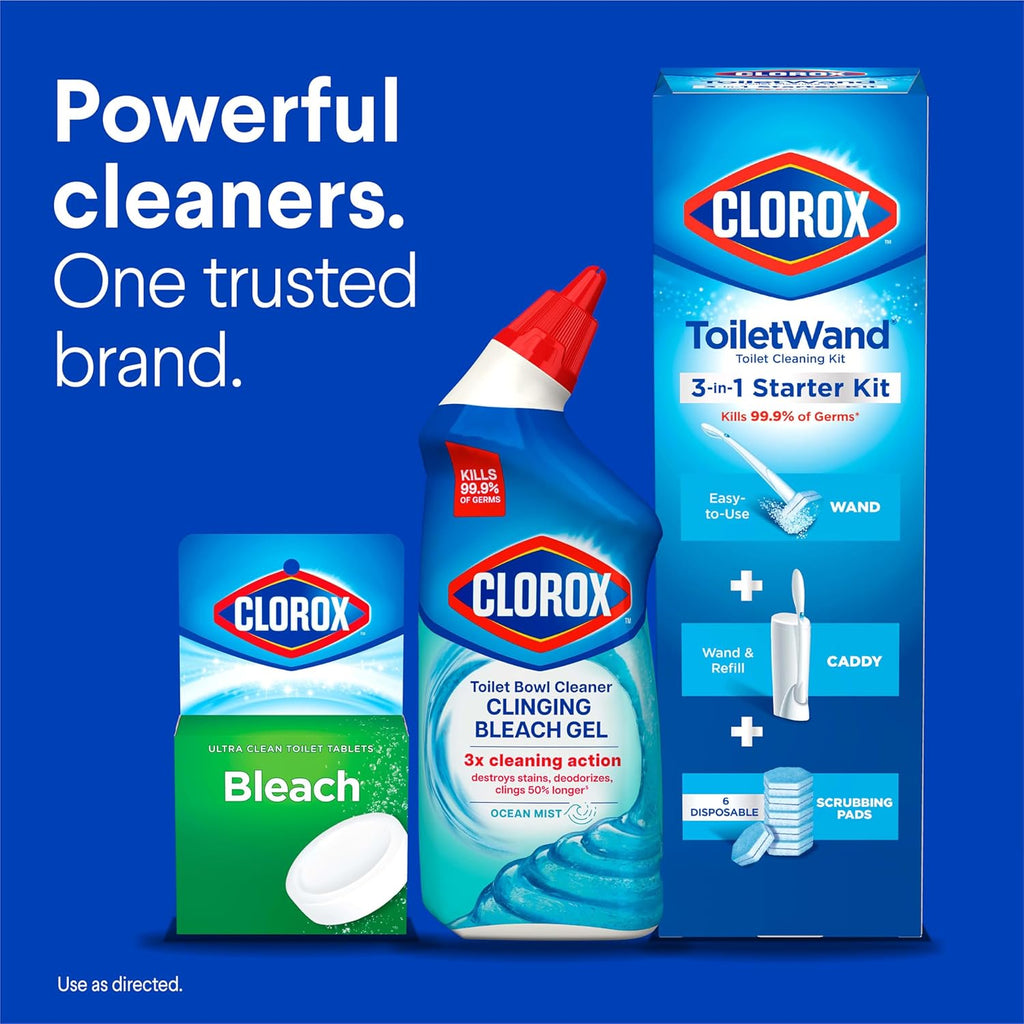 Toilet Bowl Cleaner Clinging Bleach Gel, Kills 99.9% of Bacteria and Viruses, Ocean Mist, 24 Fl Oz, Pack of 2