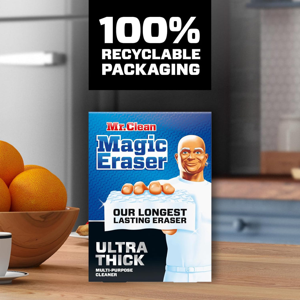 Magic Eraser Sponge, All Purpose Cleaner, Long Lasting Cleaning Scrubber, Wall Cleaner, Sneaker Cleaner, Oven Cleaner, Kitchen, Bathroom, Shower Cleaning Supplies, Ultra Thick, 5Ct