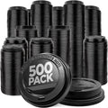 500-Pack Disposable Coffee Cup Lids for Various Paper Cup Sizes - Black Dome Lids for To-Go Beverages, Espresso, Tea, and Hot Chocolate