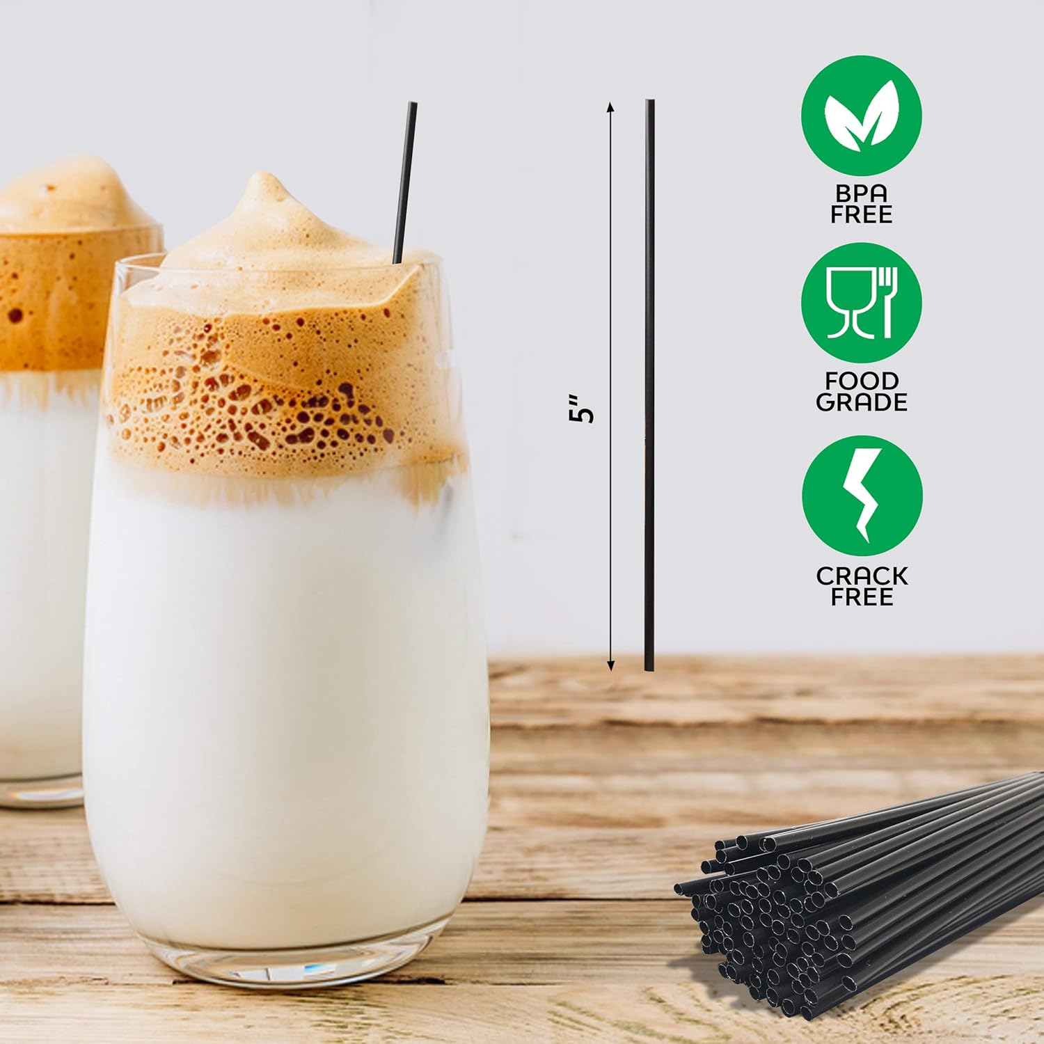 Coffee Stirrers Sticks, Disposable Plastic Drink Stirrer Sticks, 1000 Stirrers, Use It as a Coffee Straws or a Cocktail Mixers (Black, 5-Inch (Pack of 1)