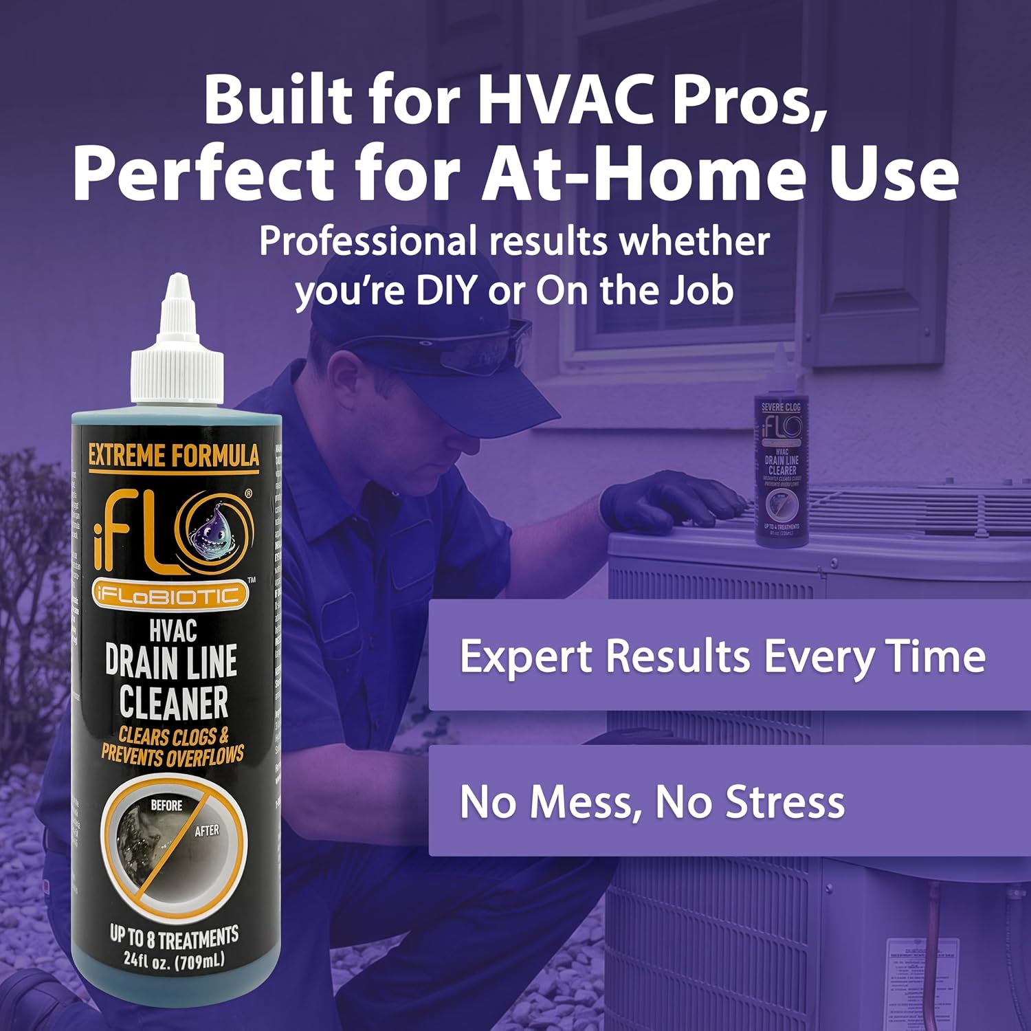 Extreme AC Drain Line and Drain Pan Cleaner (1 Pack of 24Oz Bottle) | Set It and Forget It, App-Controlled, Fast-Acting, Long-Lasting Automated HVAC Cleaning Solution for Tough Clogs & Buildup