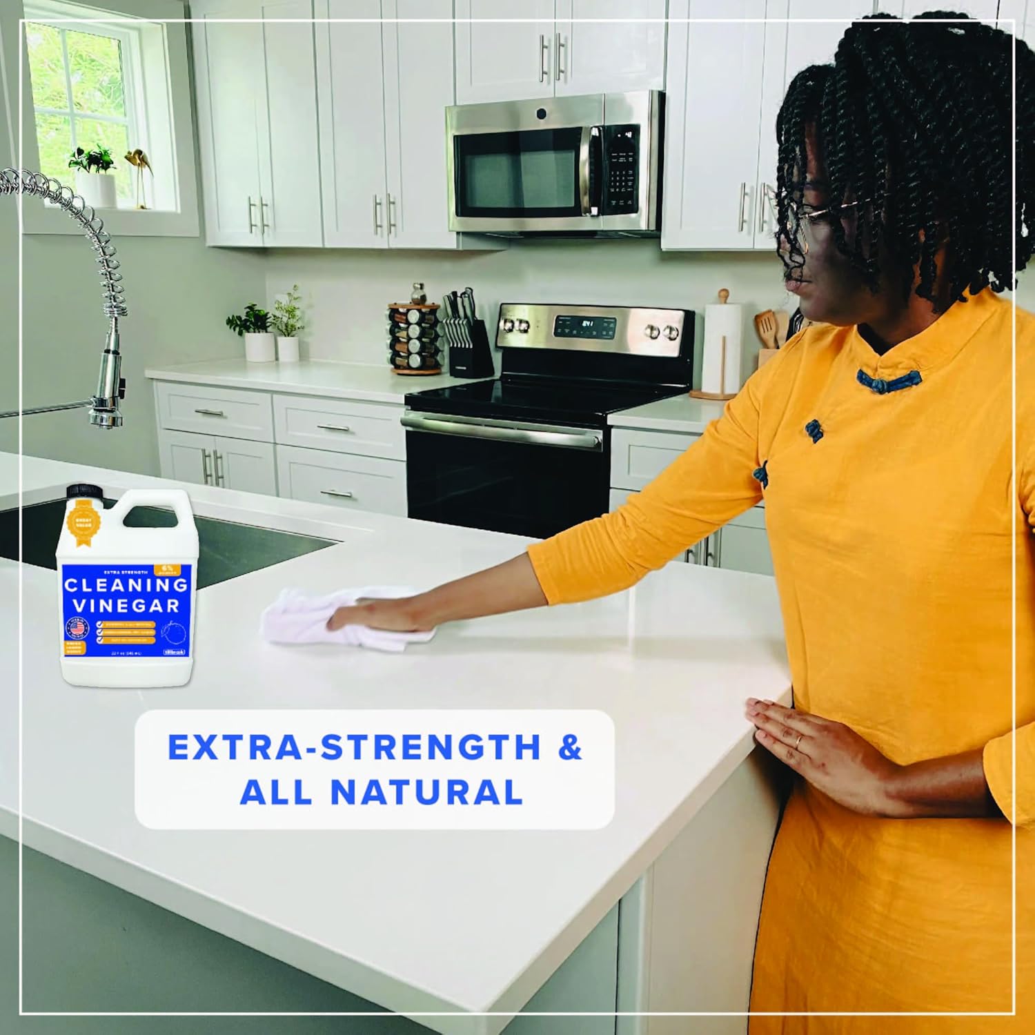 Cleaning Vinegar - Extra Strength 6% Acidity Vinegar for Cleaning Purpose - 32 Oz Fresh Lemon Concentrated Cleaning Vinegar for Home, Kitchen, Floors & More - Safe, All-Natural & Non-Toxic