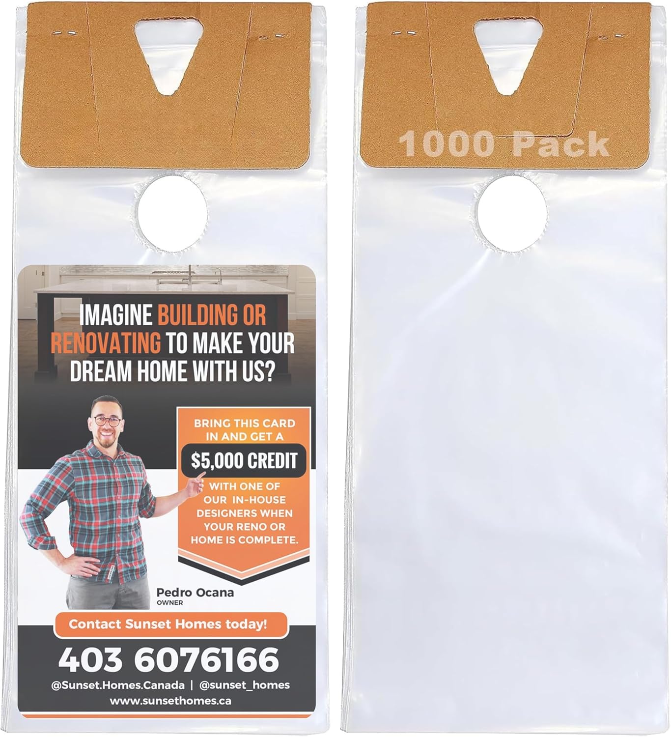 Tidyfriend Clear Plastic Door Hanger Bags 6” x 12” (500 Pack) - Waterproof and Secure Solution for Flyers, Brochures, Notices, and Printed Materials for Outdoor Use