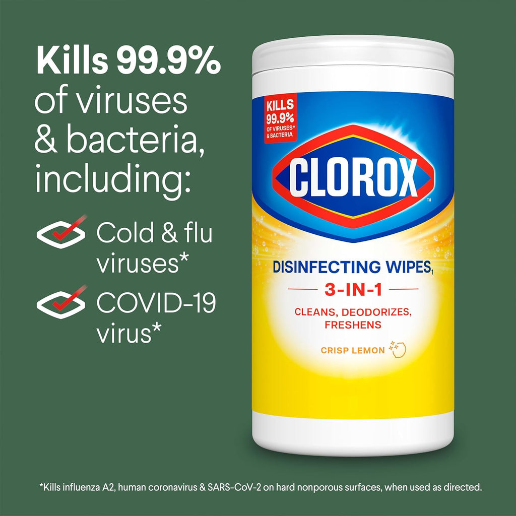 Bleach-Free Disinfecting Cleaning Wipes, Fresh Scent and Crisp Lemon, 75 Count Each, Pack of 3 - Ideal for Spring Cleaning and Allergy Season
