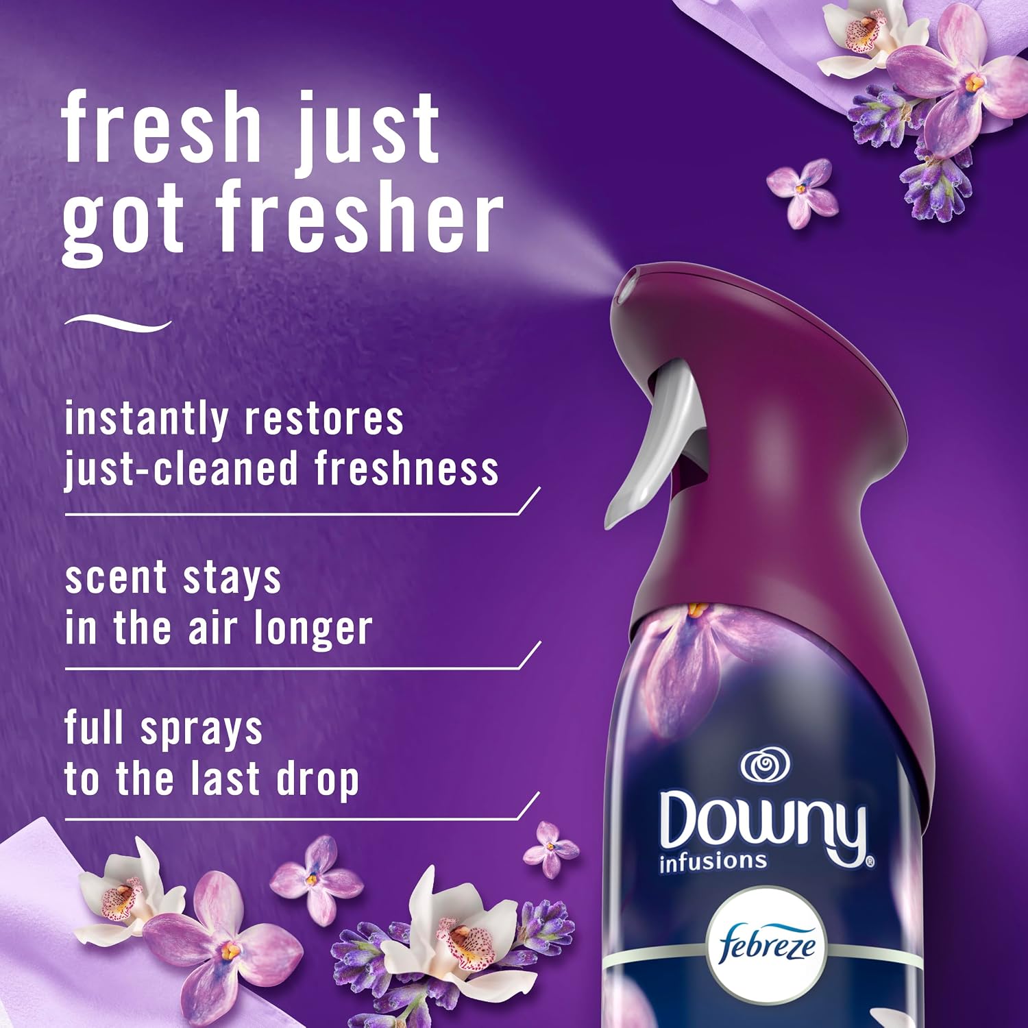 Air Mist, Air Freshener Spray, Odor Fighting Room Spray, Deodorizer for Home Bathroom Kitchen Office Apartment Dorm Room Classroom, Downy Calm Lavender & Vanilla Bean Scent, 8.1Oz (Pack of 3)