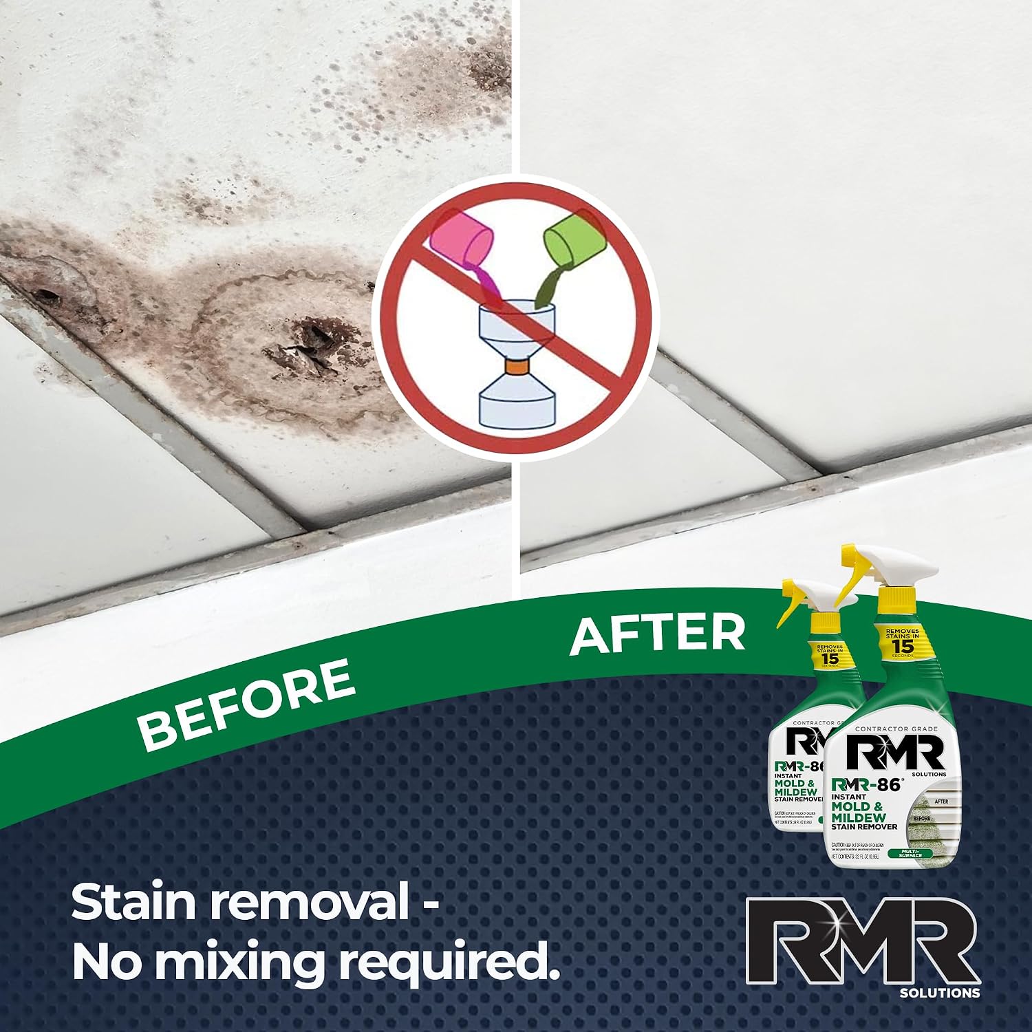 RMR-86 Instant Mold and Mildew Stain Remover Spray - Scrub Free Formula, 2 Pack - 32 Oz