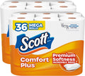 Scott Comfortplus Toilet Paper, 12 Triple Rolls, 231 Sheets per Roll, Septic-Safe, 1-Ply Toilet Tissue