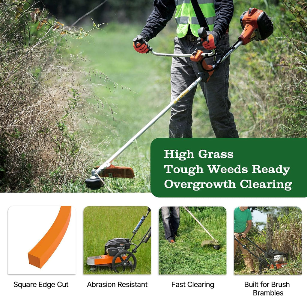 Anleolife .155" Commercial Square Heavy Duty Trimmer Line for Brush, 3 Lb | 280 Ft Spool for Briars, Brambles, Heavy Weeds, Rough Edging, and High-Capacity Heads; Cutter Helps Measure, Cut, and Reload.