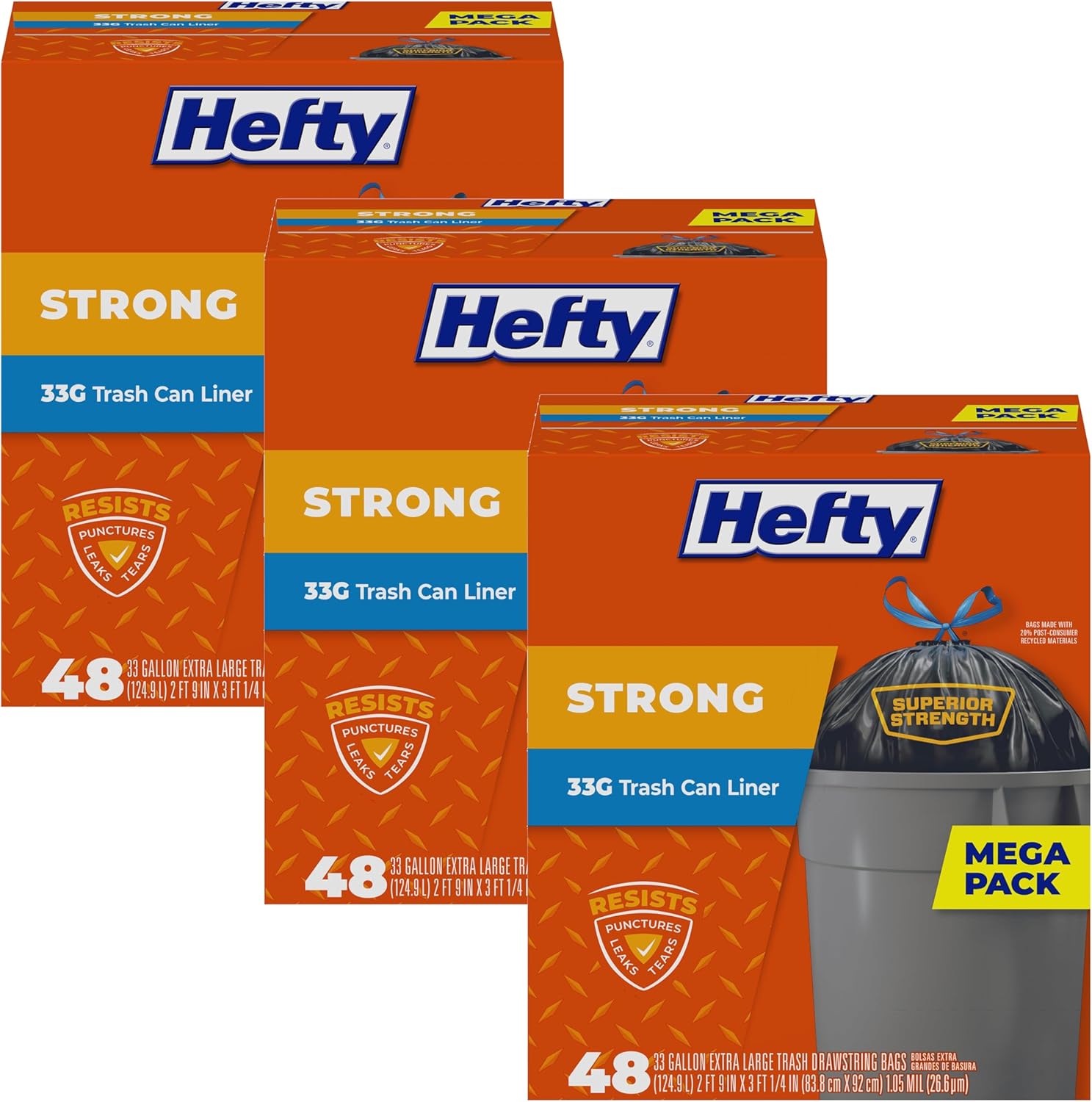 Strong Lawn & Leaf Trash Bags, 39 Gallon, 38 Count