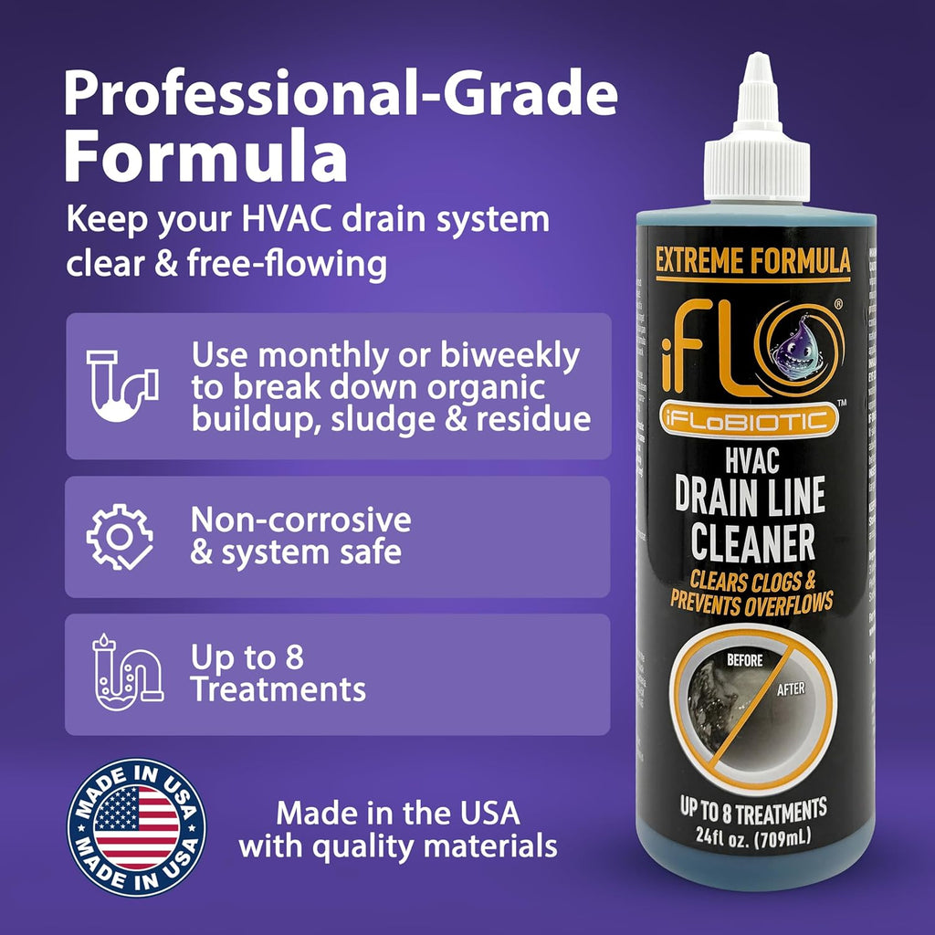 Extreme AC Drain Line and Drain Pan Cleaner (1 Pack of 24Oz Bottle) | Set It and Forget It, App-Controlled, Fast-Acting, Long-Lasting Automated HVAC Cleaning Solution for Tough Clogs & Buildup