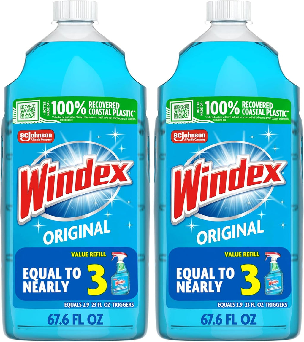 Windex Glass and Window Cleaner Spray Bottle, Packaging Designed to Prevent Leakage and Breaking, Surface Cleaning Spray, Original Blue Scent, 23 Fl Oz