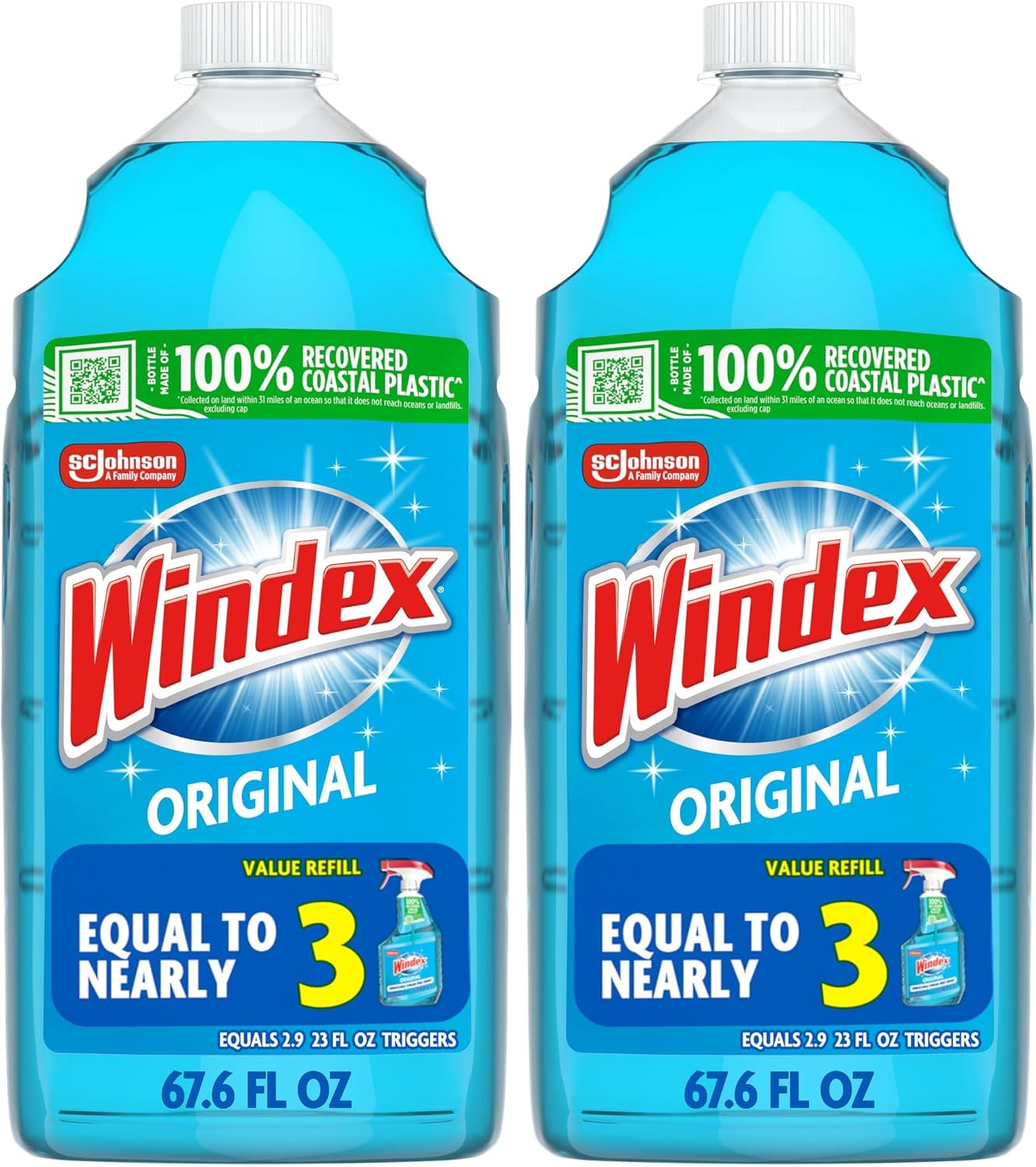 Windex Glass and Window Cleaner Spray Bottle, Packaging Designed to Prevent Leakage and Breaking, Surface Cleaning Spray, Original Blue Scent, 23 Fl Oz