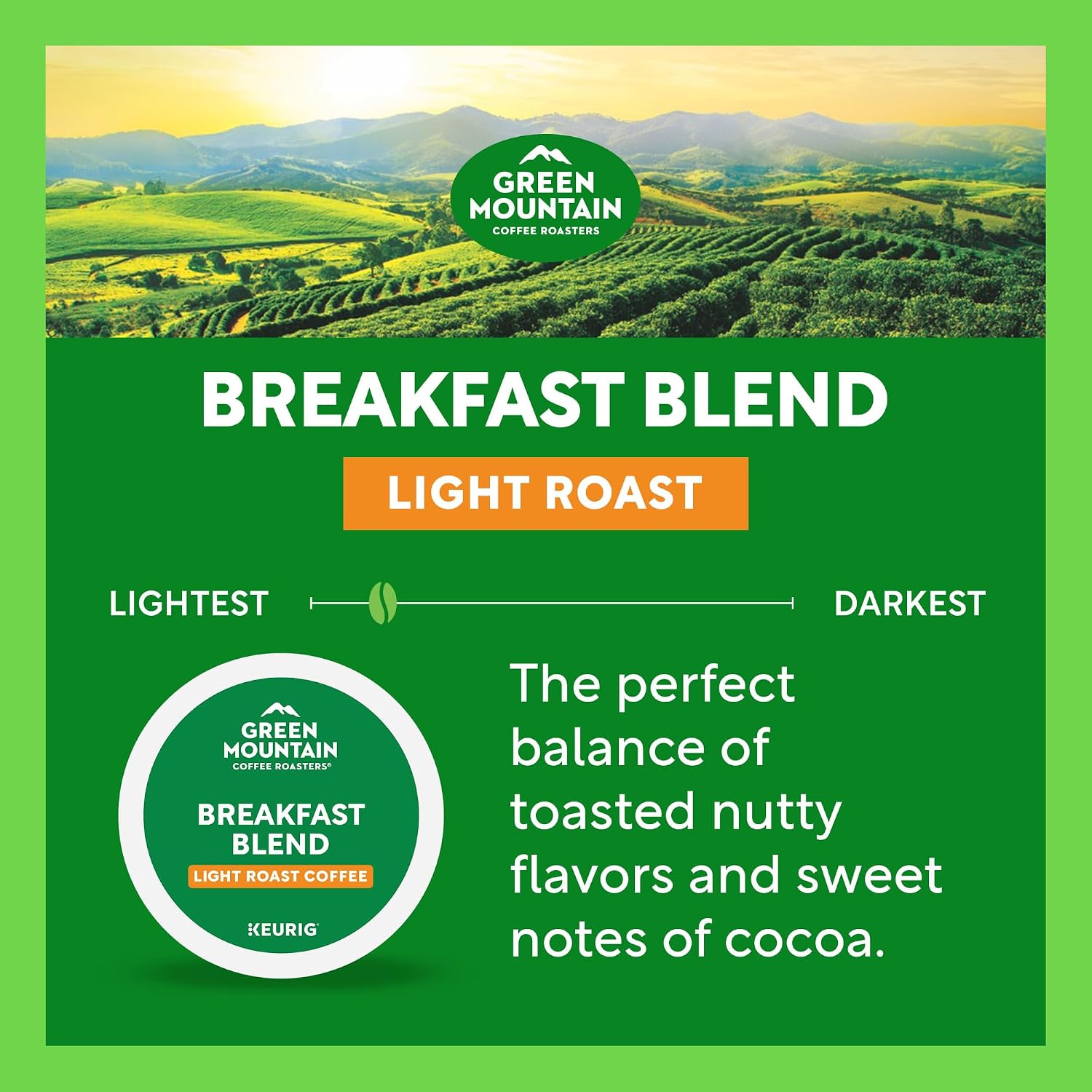 Breakfast Blend Single-Serve Keurig K-Cup Pods, Light Roast Coffee, 96 Count