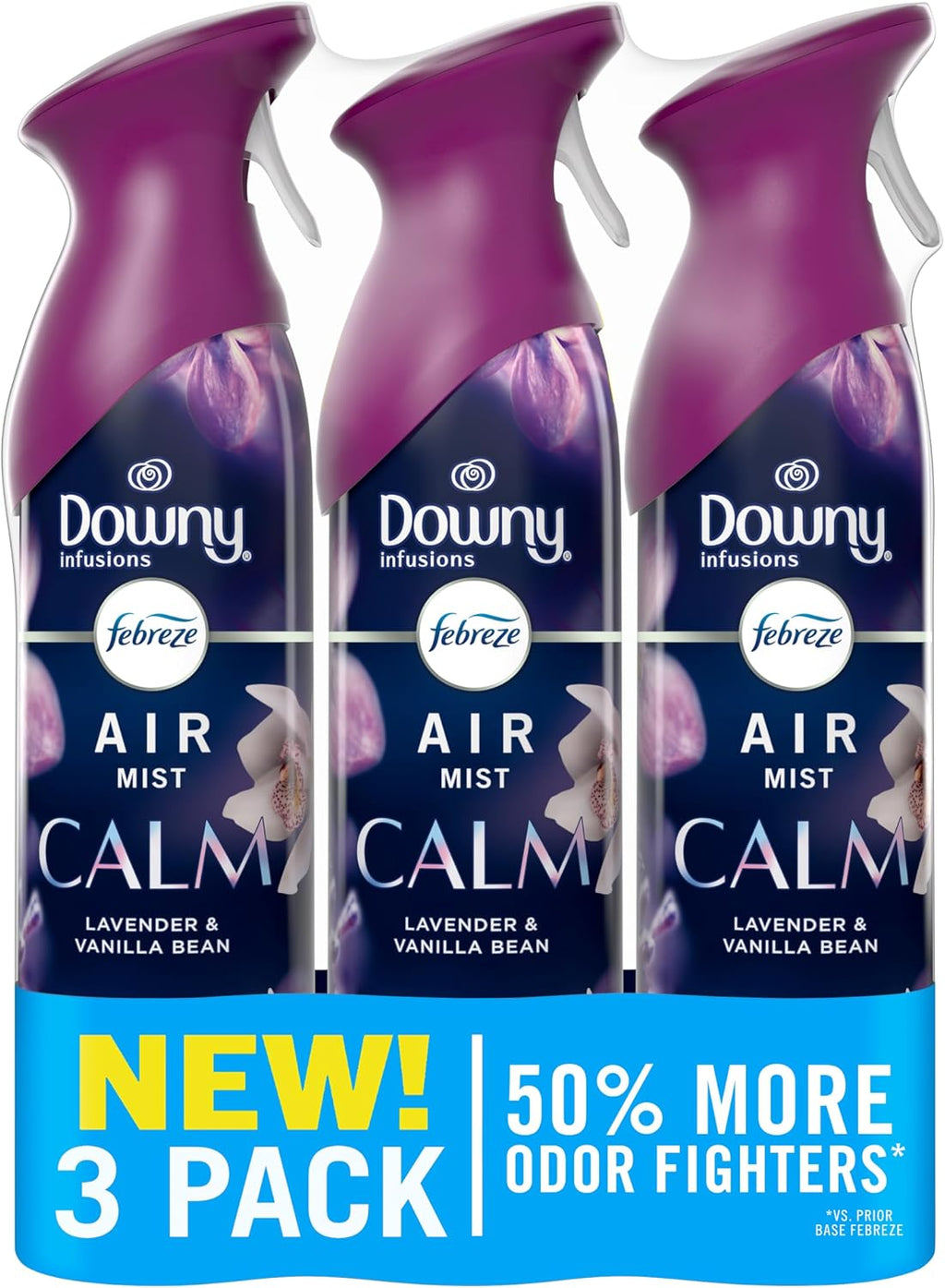 Air Mist, Air Freshener Spray, Odor Fighting Room Spray, Deodorizer for Home Bathroom Kitchen Office Apartment Dorm Room Classroom, Downy Calm Lavender & Vanilla Bean Scent, 8.1Oz (Pack of 3)