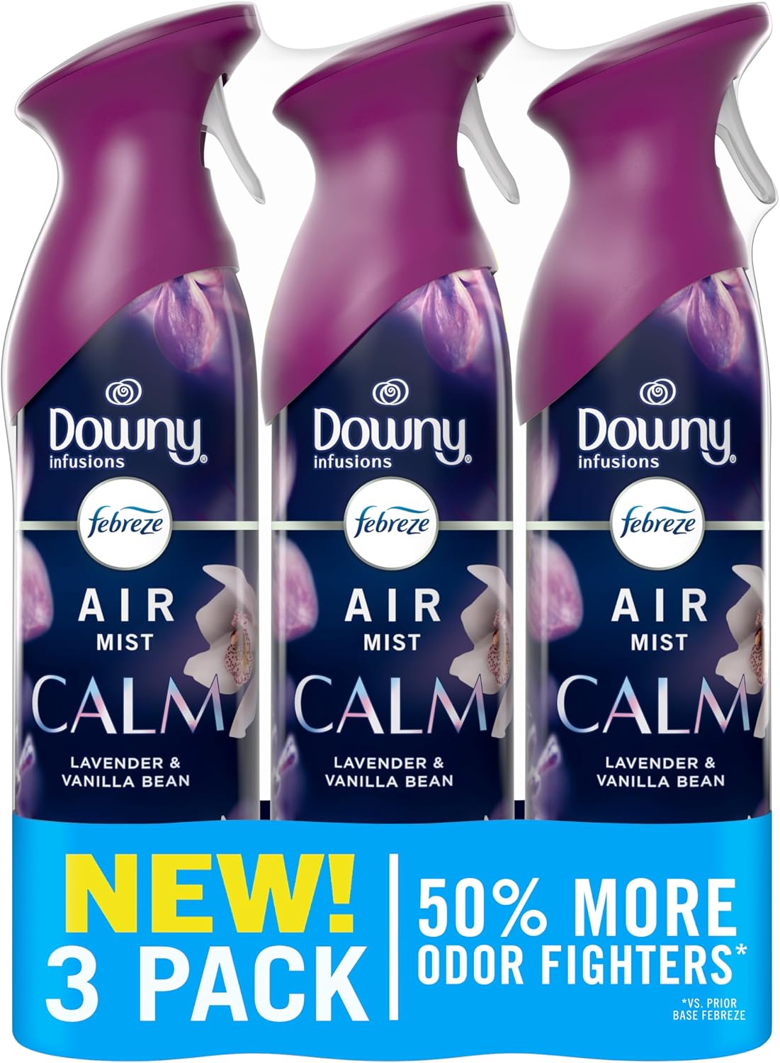 Air Mist, Air Freshener Spray, Odor Fighting Room Spray, Deodorizer for Home Bathroom Kitchen Office Apartment Dorm Room Classroom, Downy Calm Lavender & Vanilla Bean Scent, 8.1Oz (Pack of 3)