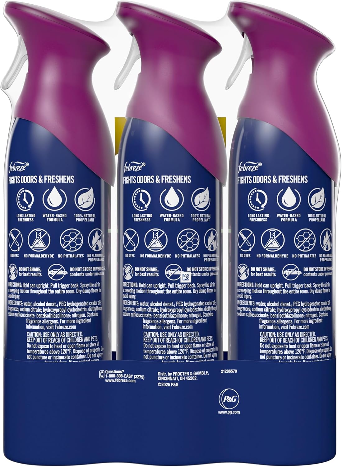 Air Mist, Air Freshener Spray, Odor Fighting Room Spray, Deodorizer for Home Bathroom Kitchen Office Apartment Dorm Room Classroom, Downy Calm Lavender & Vanilla Bean Scent, 8.1Oz (Pack of 3)