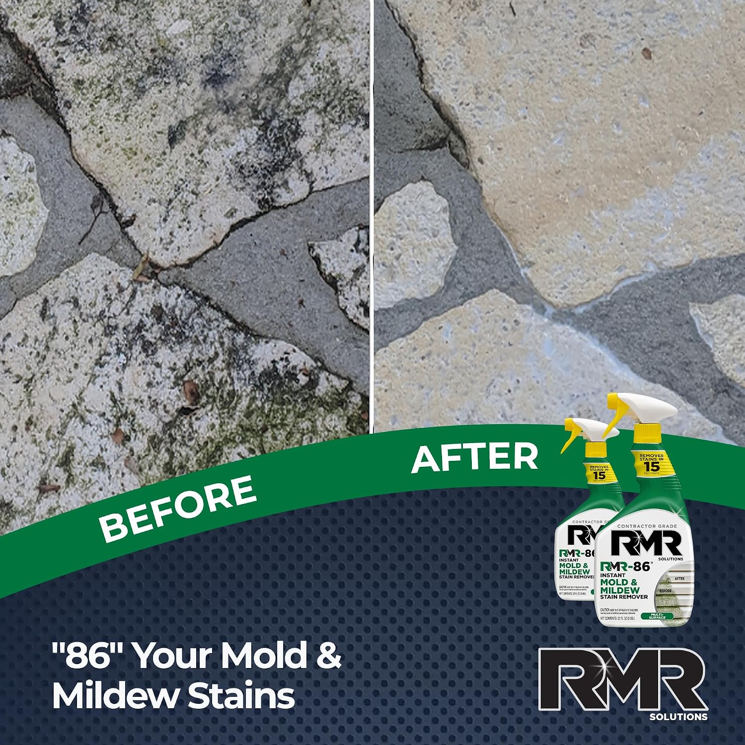 RMR-86 Instant Mold and Mildew Stain Remover Spray - Scrub Free Formula, 2 Pack - 32 Oz