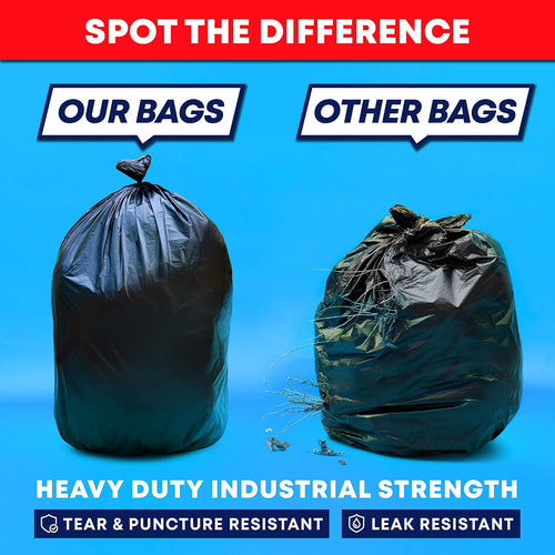 95-96 Gallon Trash Bags Heavy Duty (Mega-Value 50/Bags W/Ties) 95-100 Gallon Trash Bags│Black Heavy Duty Trash Bag │Extra Large Garbage Bags