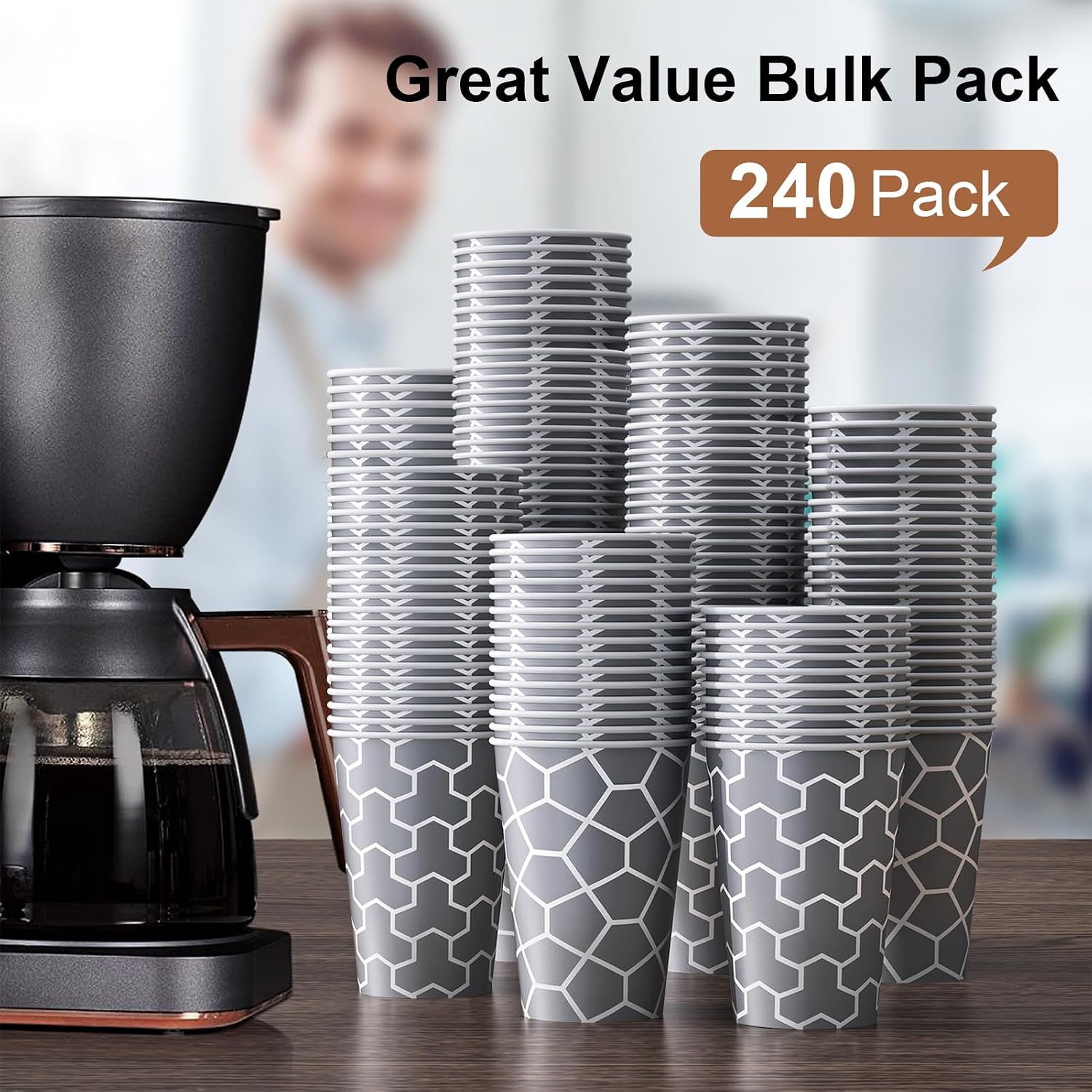 240 Pack 12 Oz Paper Cups, Insulated Disposable Hot Cups