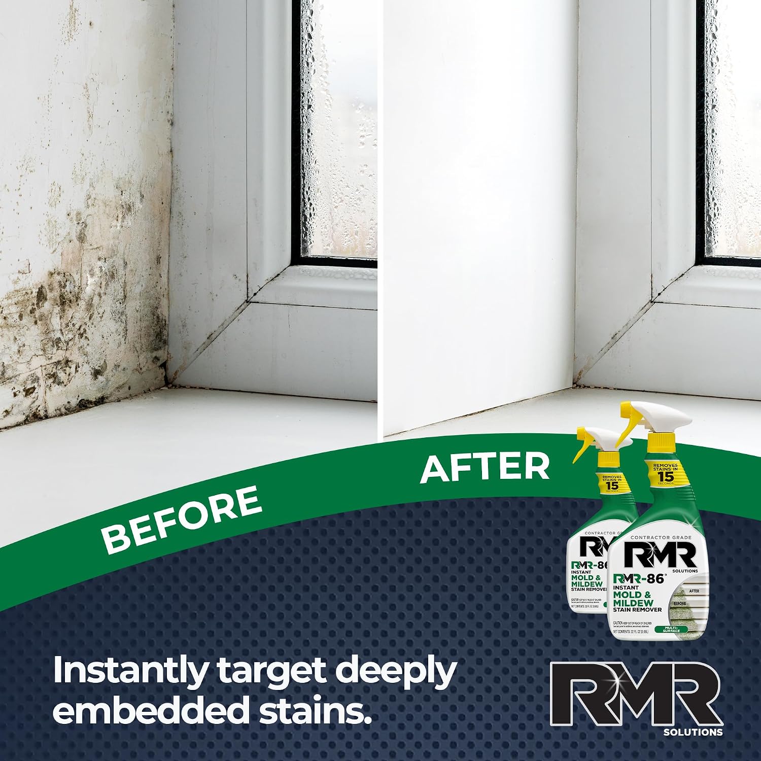 RMR-86 Instant Mold and Mildew Stain Remover Spray - Scrub Free Formula, 2 Pack - 32 Oz
