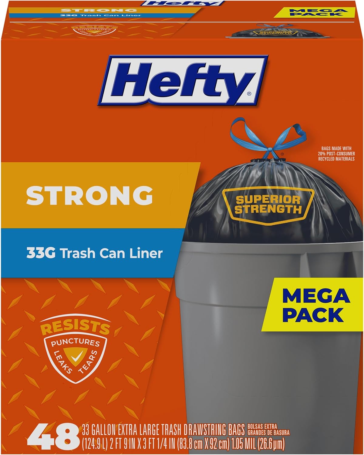 Strong Lawn & Leaf Trash Bags, 39 Gallon, 38 Count