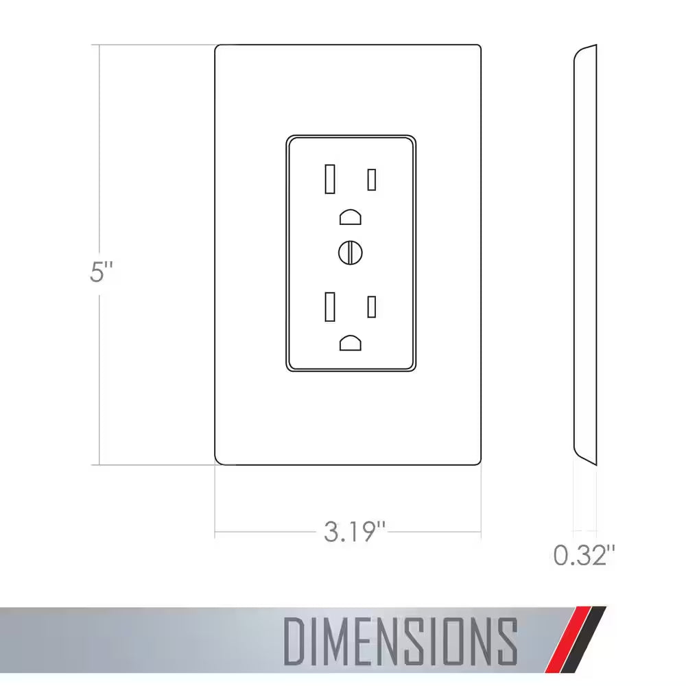 MASQUE White Polycarbonate 1-Gang Decorator Wall Plate, Wall Outlet Cover Plate for Electrical Outlet