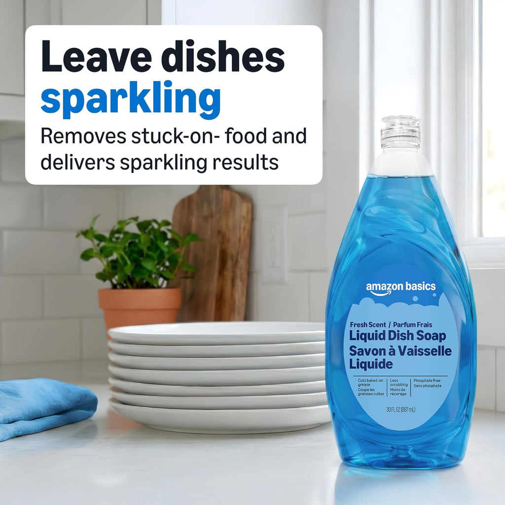 Dish Soap, Fresh Scent, 30 Fl Oz, Pack of 4, Packaging May Vary