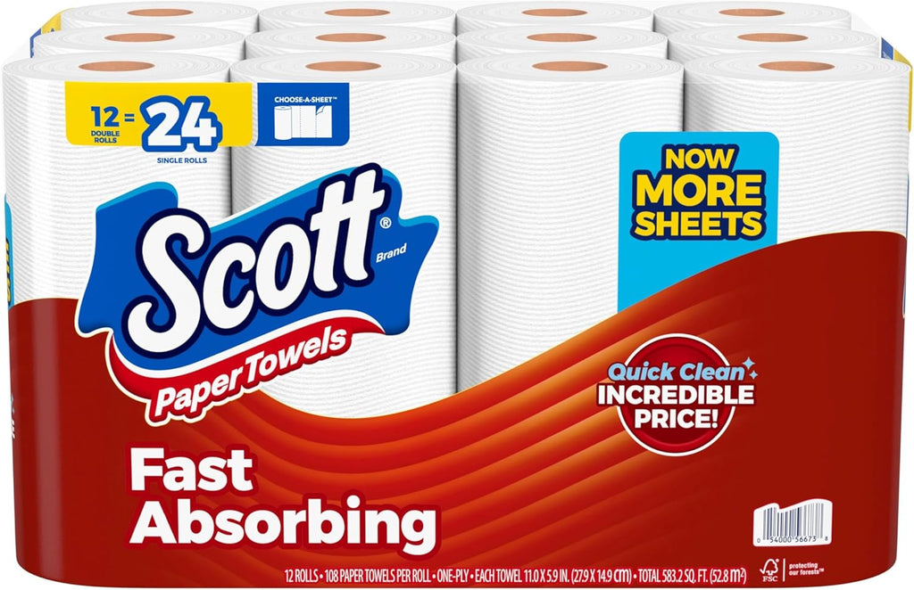 Scott Paper Towels, Task Size, 16 Family Double Rolls, 119 Sheets per Roll