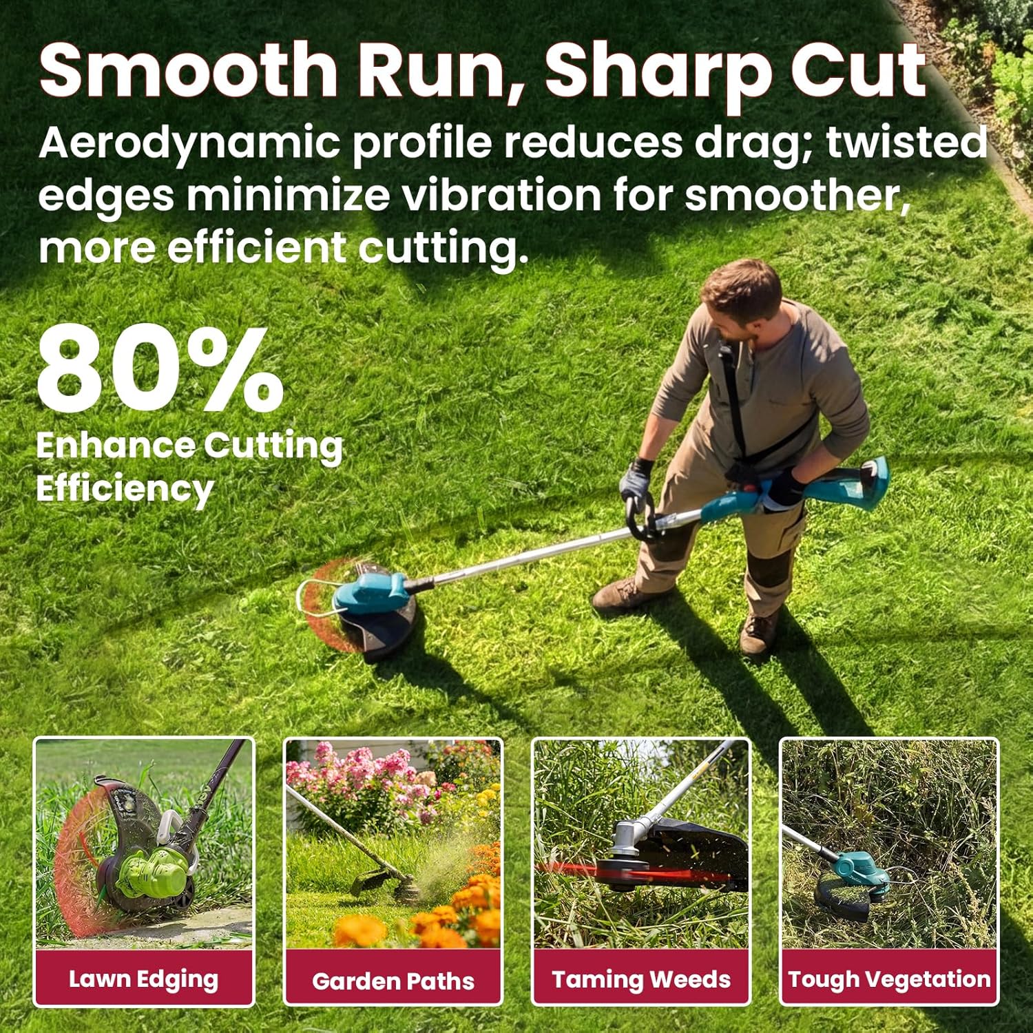 080 Trimmer Line, 0.080" X 0.5LB, 280-Foot Twisted round Weed Eater String for Electric and Cordless String Trimmer, Weed Wacker String for Light&Medium Grass and Weeds