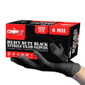 Heavy Duty 6 Mil Black Nitrile Gloves - Disposable, Latex & Powder Free | Mechanic, Food Prep & Tattoo | Rubber Gloves for Cooking, Cleaning & Household | Pack of (100)