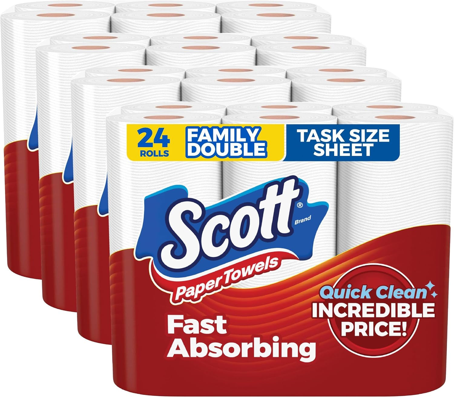 Scott Paper Towels, Task Size, 16 Family Double Rolls, 119 Sheets per Roll
