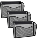 3 Pack Wall File Organizer, Mesh Wall File Pocket Mail Organizer Hanging Metal Vertical Wall Mounted File Holder for Office/Home