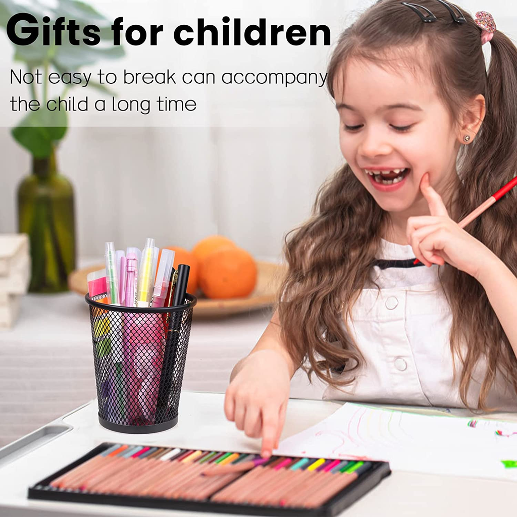 Metal Mesh Pencil Holder | Black Desk Organizer for Office, School & Home