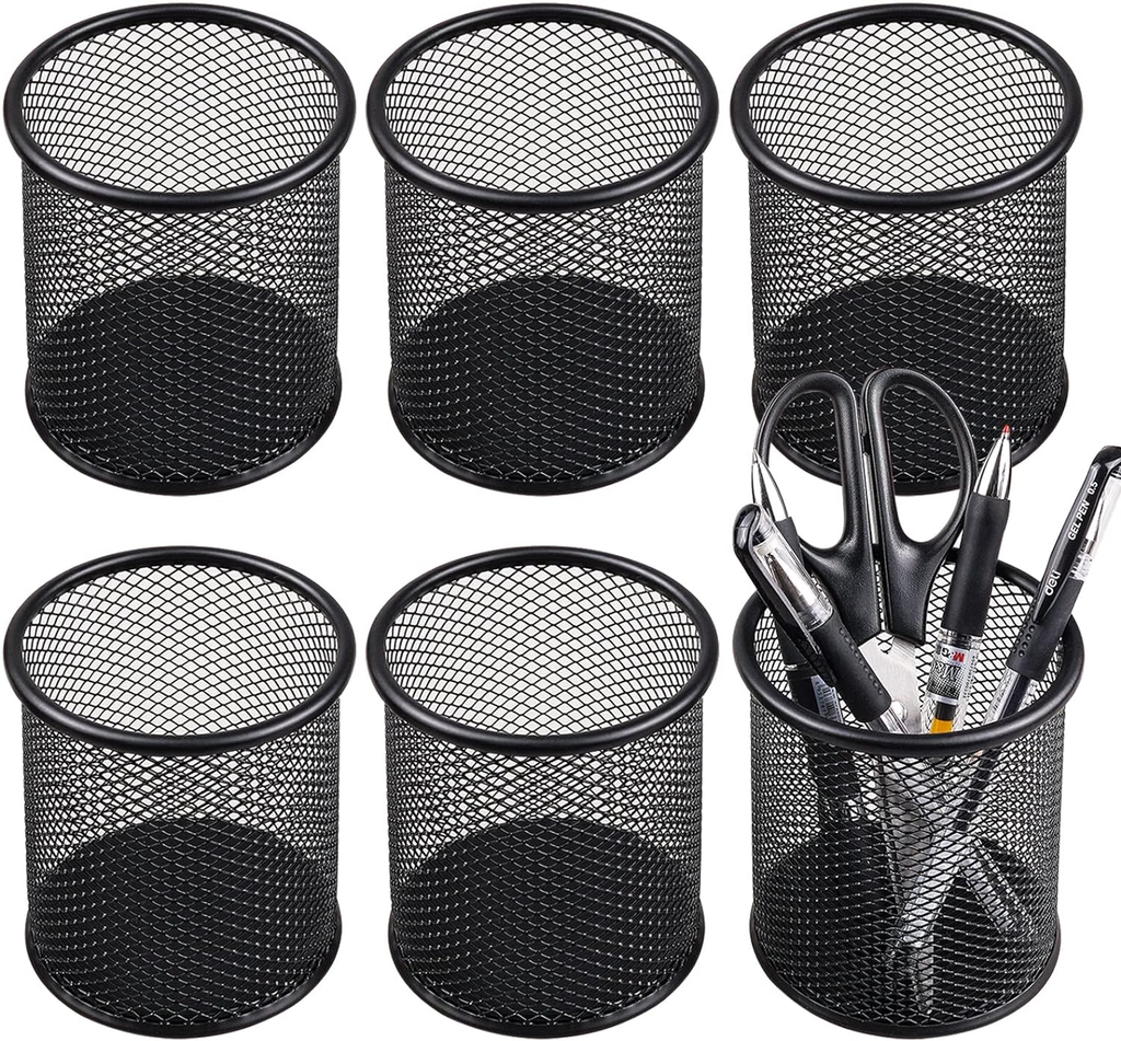 Metal Mesh Pencil Holder | Black Desk Organizer for Office, School & Home
