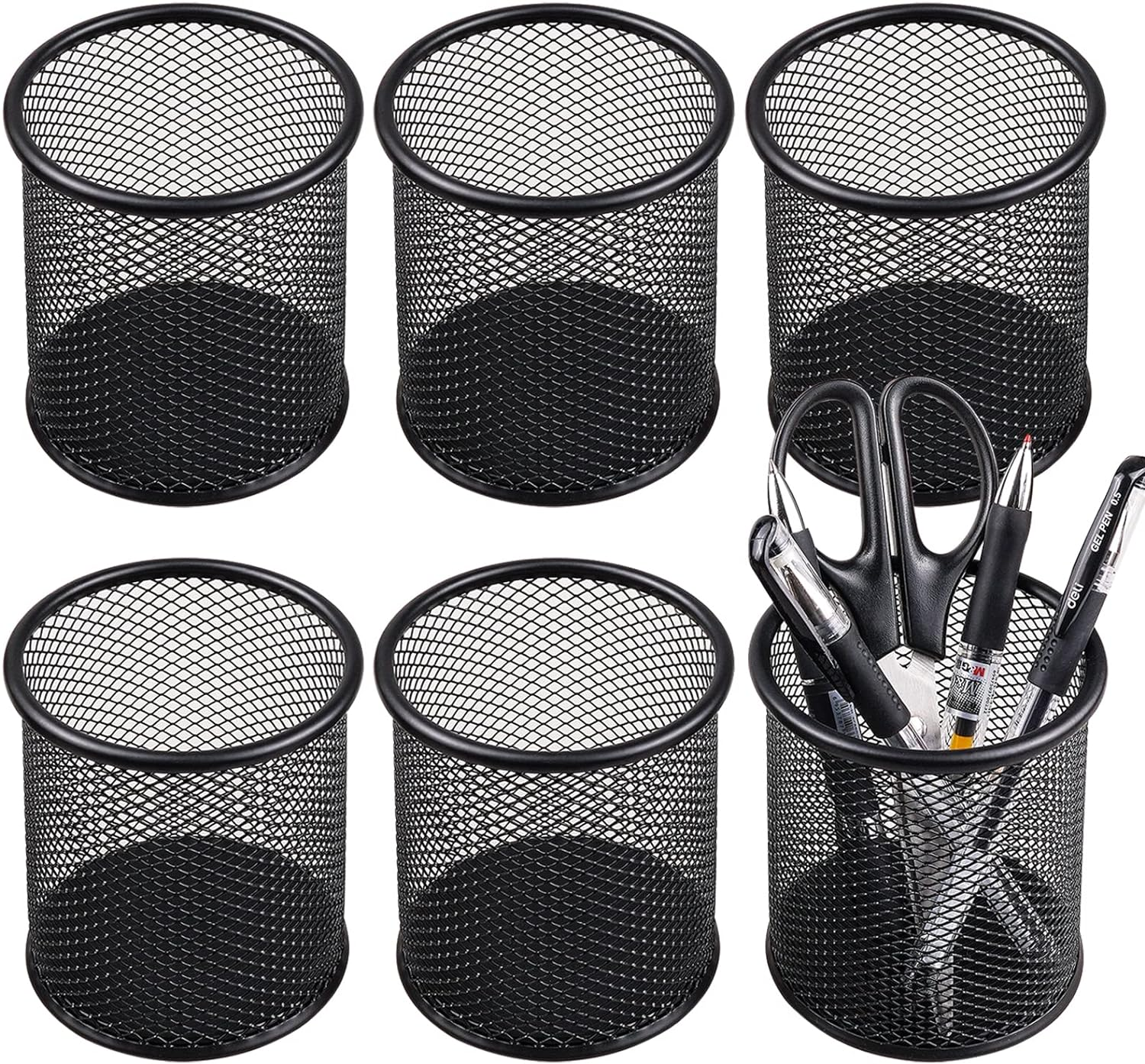 Metal Mesh Pencil Holder | Black Desk Organizer for Office, School & Home