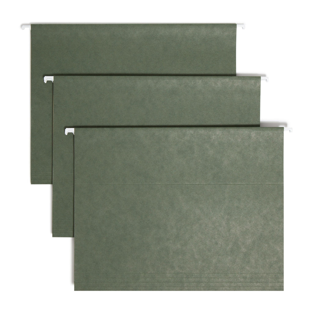 Standard Green Hanging Folders with 1/5 Cut Tabs, Letter Size, Pack of 25 (64055)
