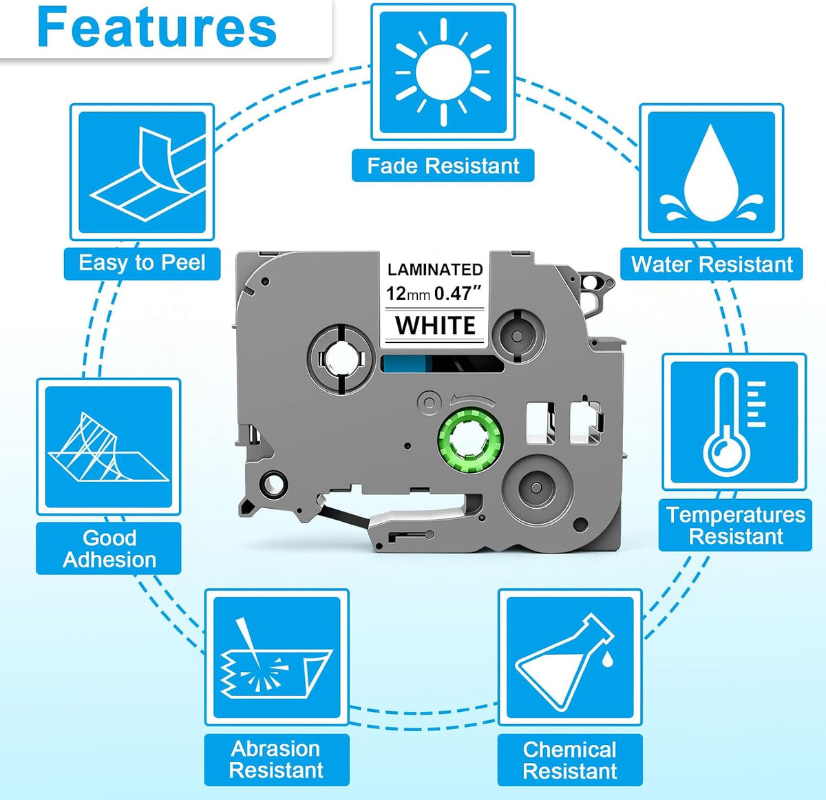 Tze-231 Replace for Tze Tape 12Mm 0.47 Laminated White Brother P-Touch Tape