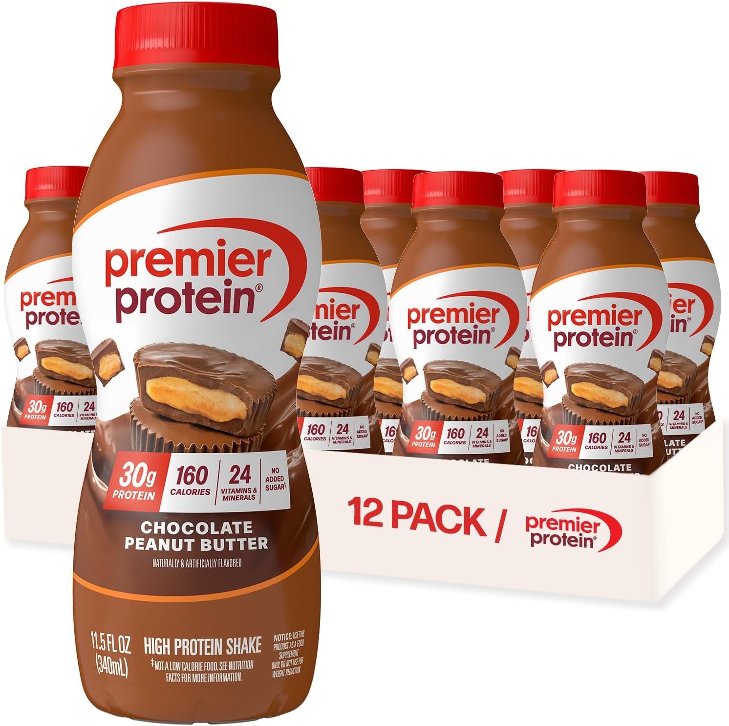 Shake, Chocolate, 30G Protein, No Added Sugar, 24 Vitamins & Minerals to Support Immune Health, 11.5 Fl Oz, 12 Pack