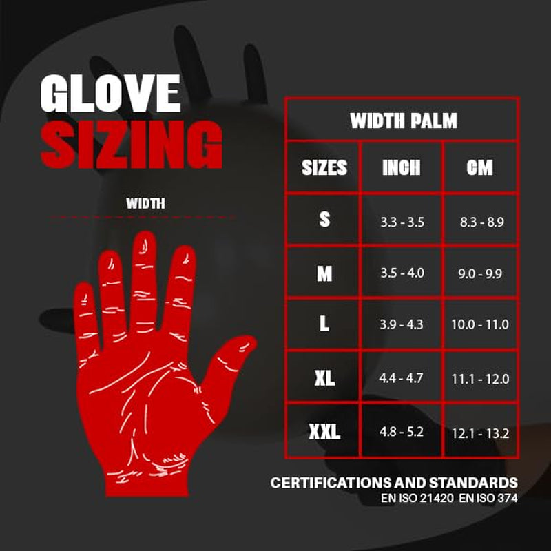 Heavy Duty 6 Mil Black Nitrile Gloves - Disposable, Latex & Powder Free | Mechanic, Food Prep & Tattoo | Rubber Gloves for Cooking, Cleaning & Household | Pack of (100)