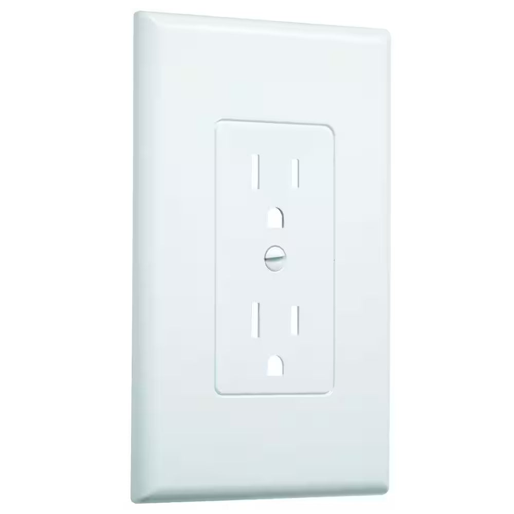 MASQUE White Polycarbonate 1-Gang Decorator Wall Plate, Wall Outlet Cover Plate for Electrical Outlet