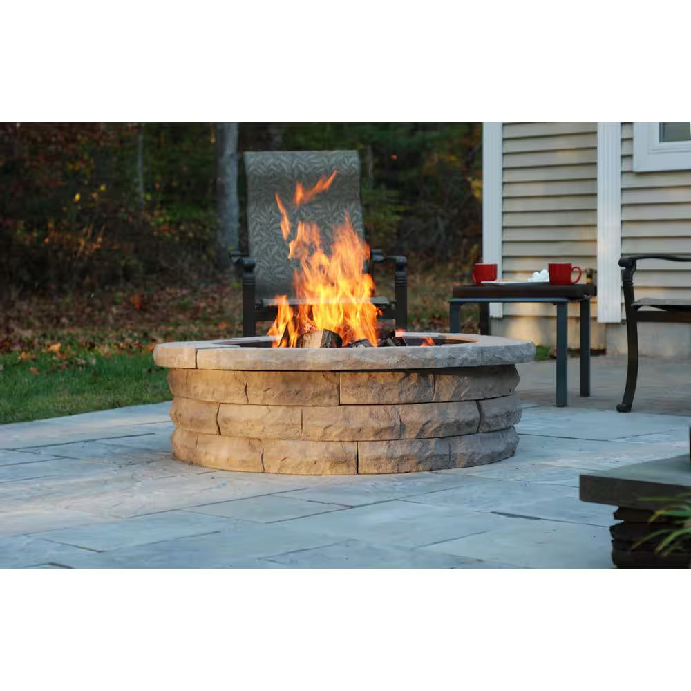 Ledgestone 47 In. X 14 In. round Concrete Wood Fuel Fire Pit Ring Kit Brown