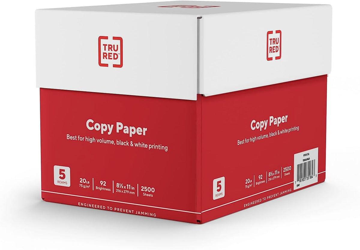 TRU RED Copy Paper, 8.5X11 Inch, 92 Brightness, 20 Lb., 500 Sheets/Ream