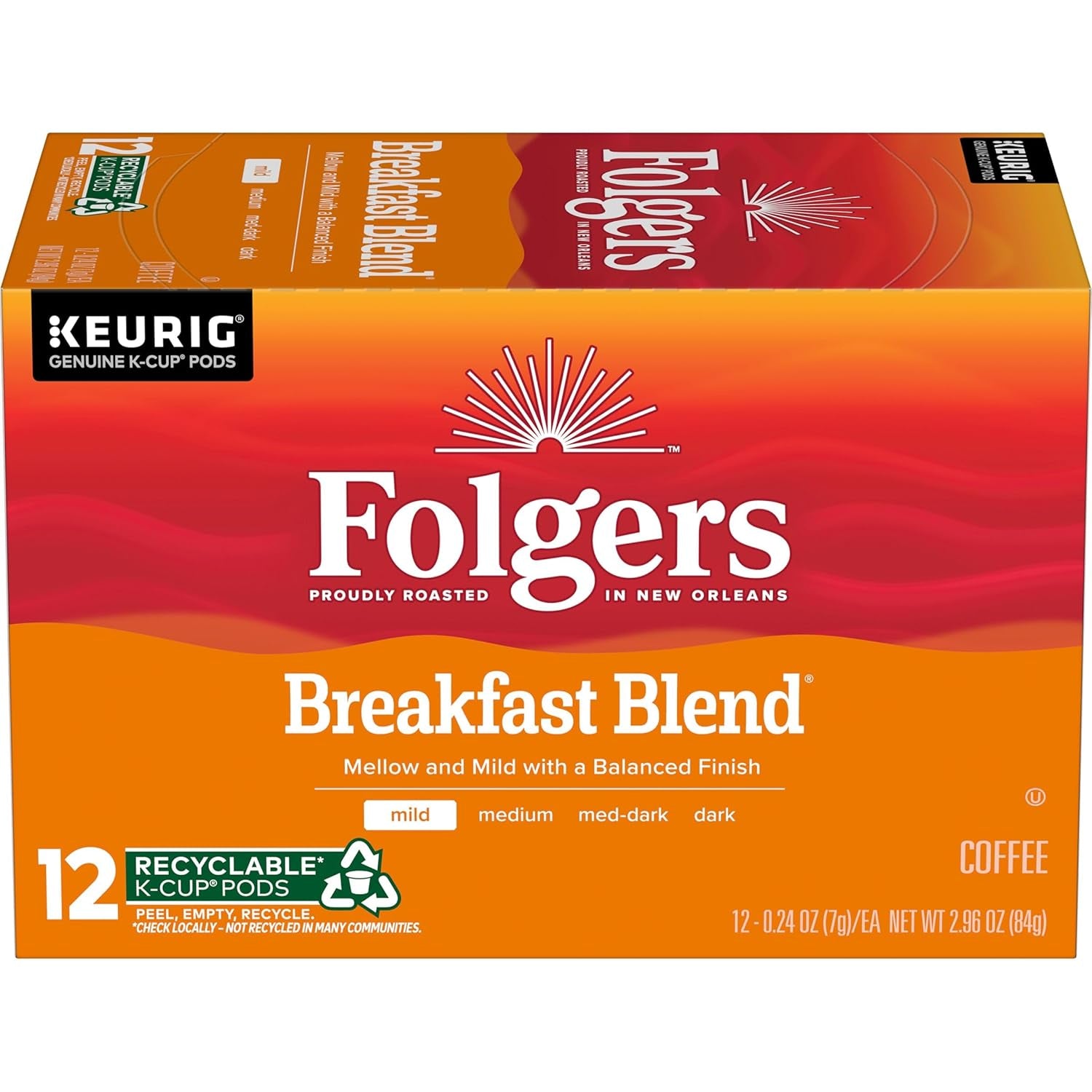 Classic Roast Medium Roast Coffee, Keurig K-Cup Pods, 12 Count Boxes (Pack of 6)