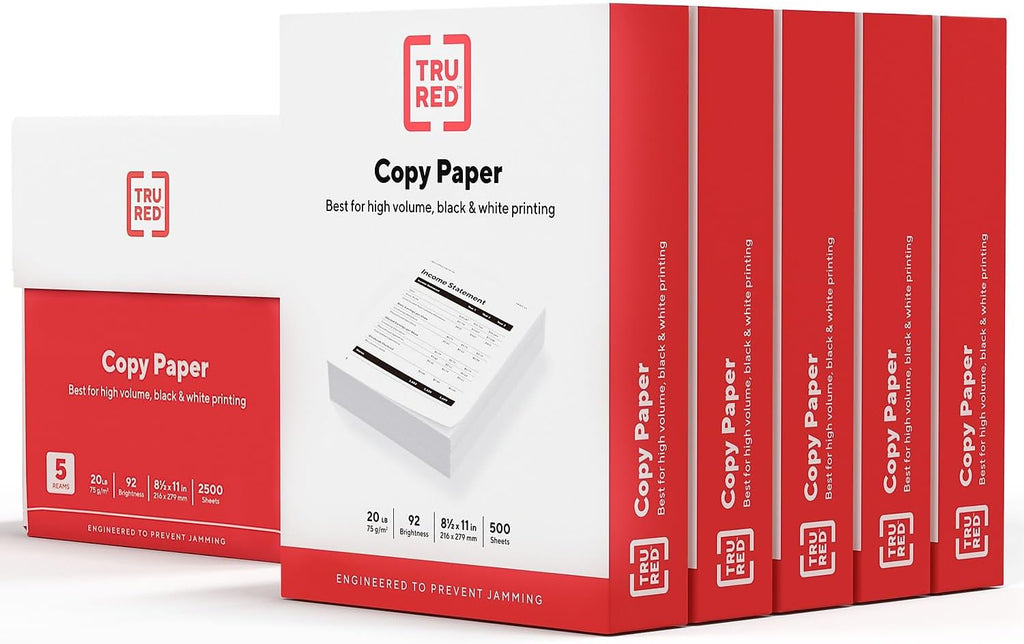 TRU RED Copy Paper, 8.5X11 Inch, 92 Brightness, 20 Lb., 500 Sheets/Ream
